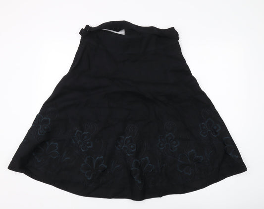 Marks & Spencer Women's Black A-Line Floral Skirt, Size 10