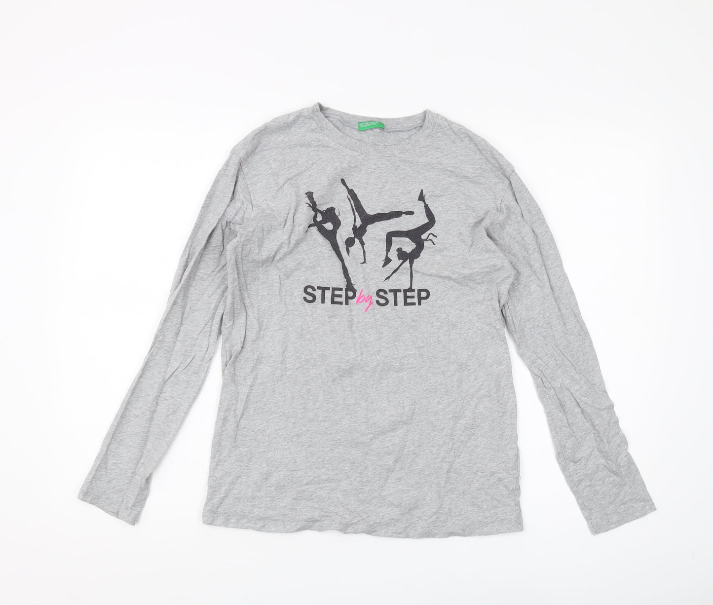 United Colors of Benetton Boys Grey Graphic Long Sleeve T-Shirt 3XL