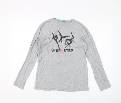United Colors of Benetton Boys Grey Graphic Long Sleeve T-Shirt 3XL