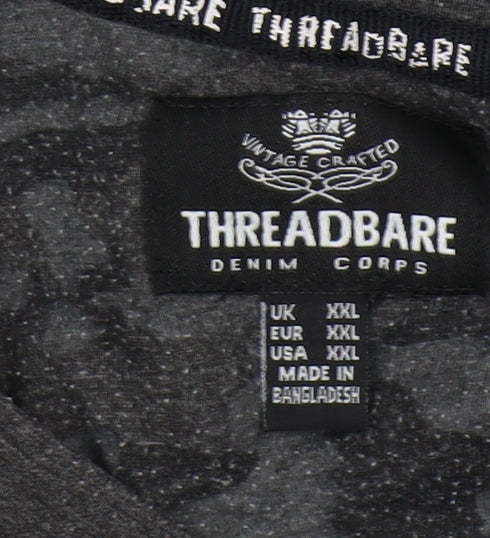 Threadbare Men's Black 2XL Cotton Crew Neck T-Shirt