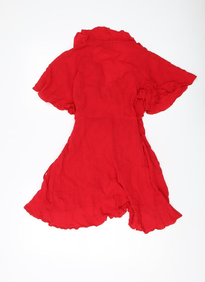 PrettyLittleThing Red Wrap Dress, Size 8, Women's Summer