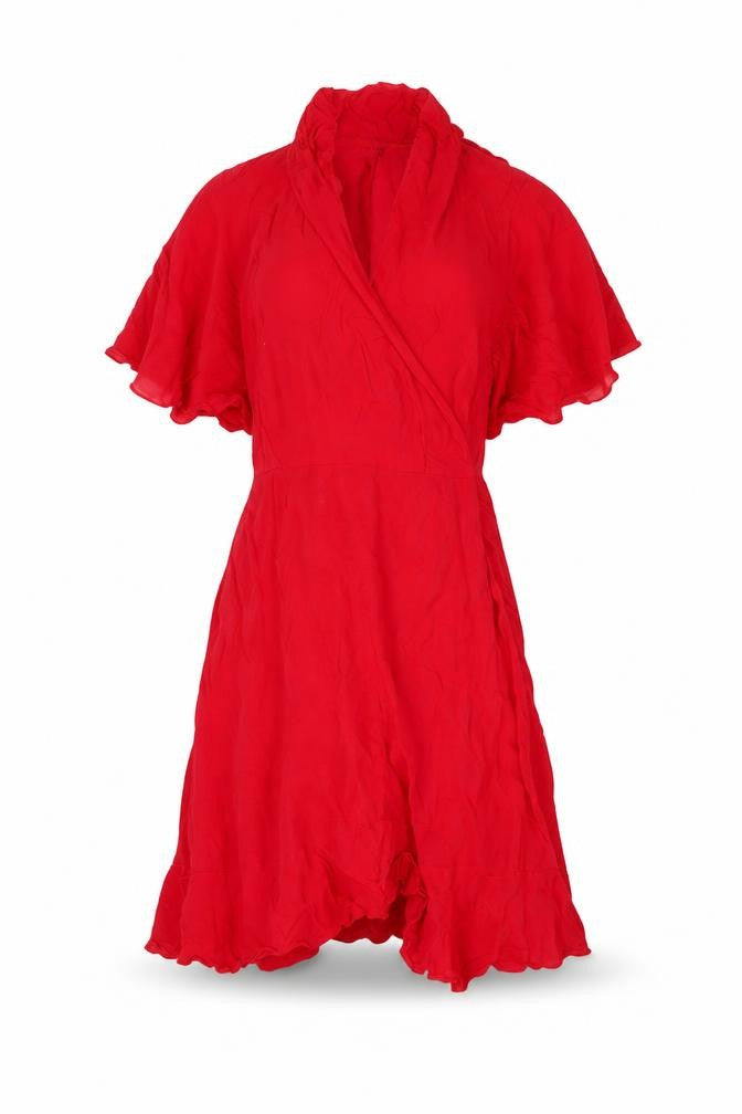 PrettyLittleThing Red Wrap Dress, Size 8, Women's Summer