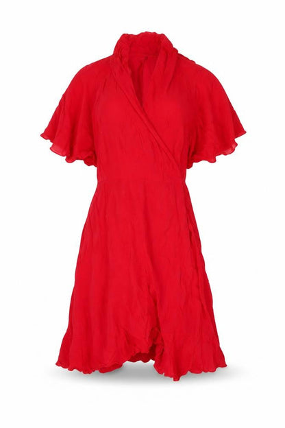 PrettyLittleThing Red Wrap Dress, Size 8, Women's Summer