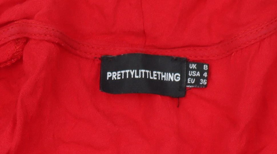 PrettyLittleThing Red Wrap Dress, Size 8, Women's Summer