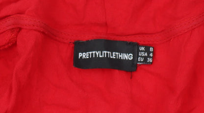 PrettyLittleThing Red Wrap Dress, Size 8, Women's Summer