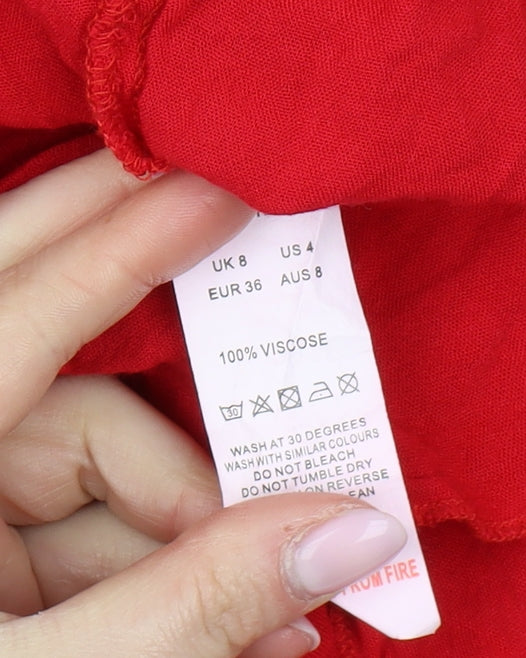 PrettyLittleThing Red Wrap Dress, Size 8, Women's Summer