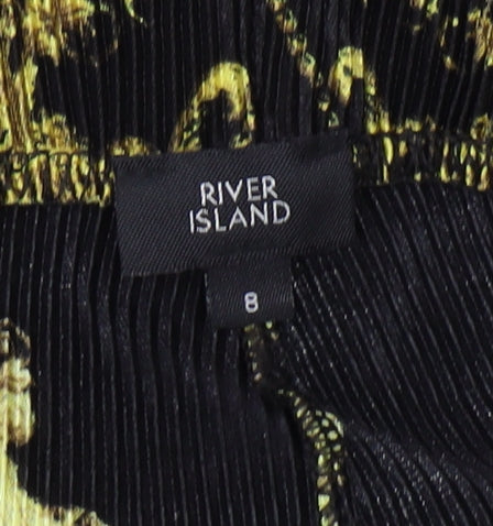 River Island Women's Black Wide-Leg Trousers Size 8