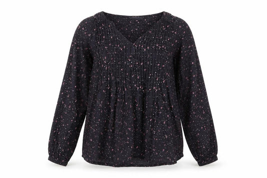 Front view of Principles Women's Black Geometric Tunic Blouse 10