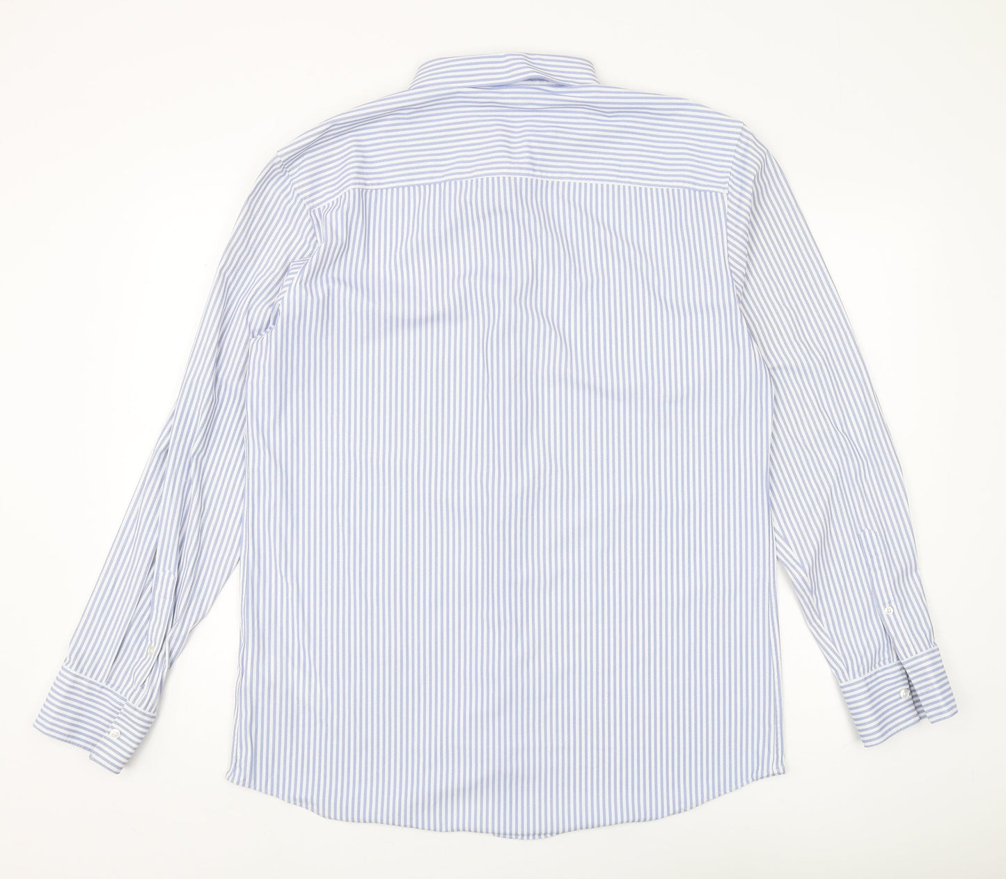 Zara Men's XL Blue Striped Slim Fit Button-Up Shirt
