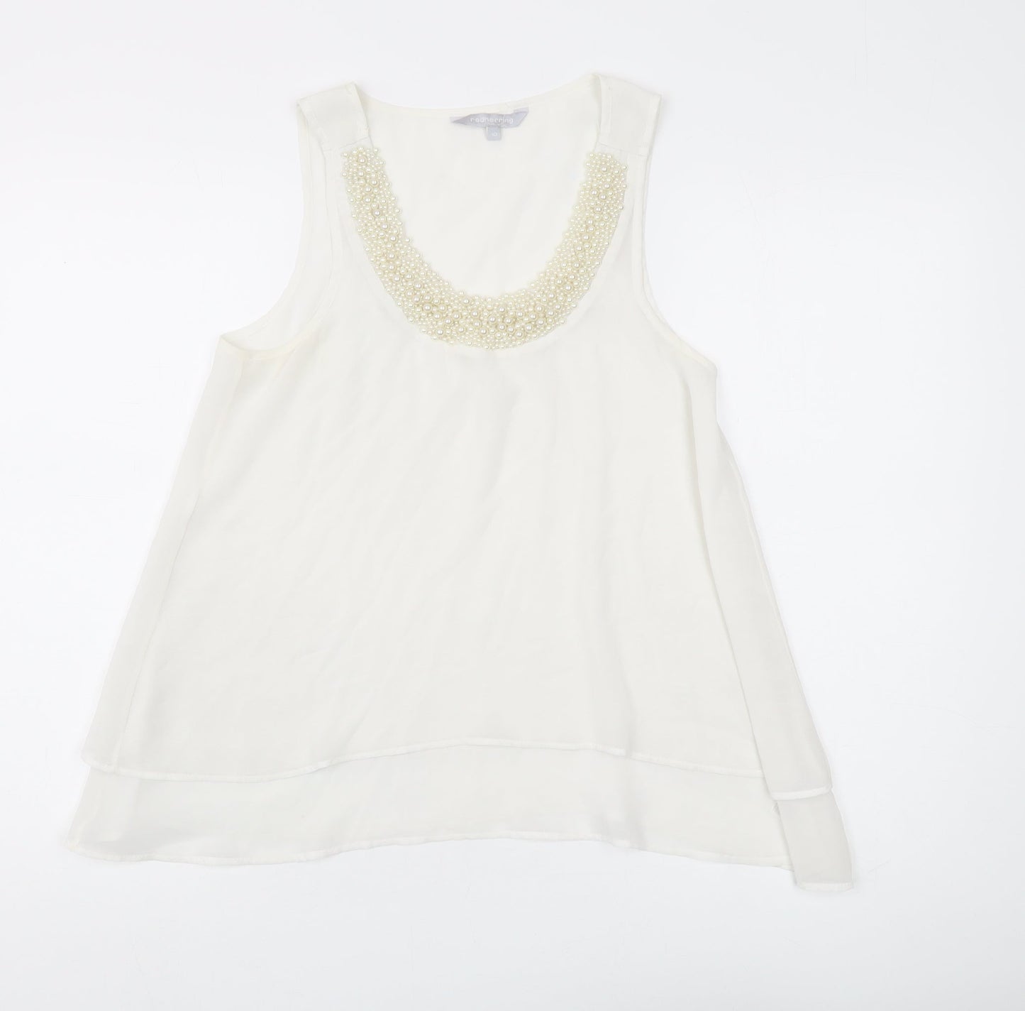 Womens UK Size 10 Red Herring Ivory Basic Tank