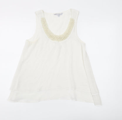 Womens UK Size 10 Red Herring Ivory Basic Tank