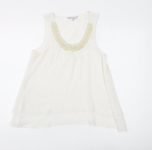 Womens UK Size 10 Red Herring Ivory Basic Tank