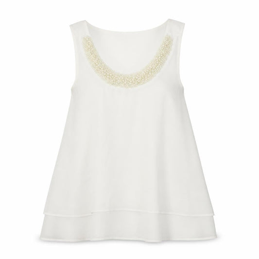 Front view of Red Herring Ivory Beaded Tank Women, size 10