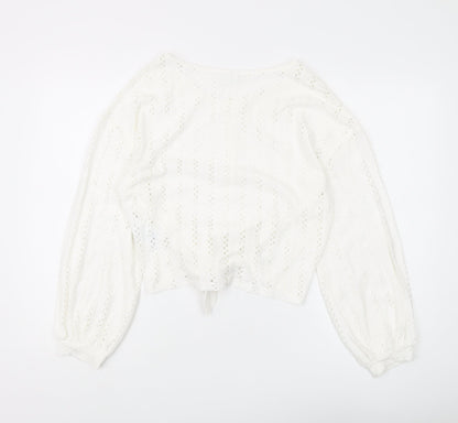 Womens UK Size M VILA White Cropped Blouse