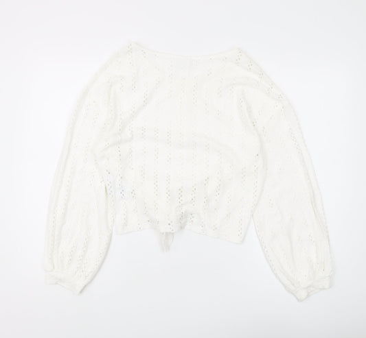 Womens UK Size M VILA White Cropped Blouse