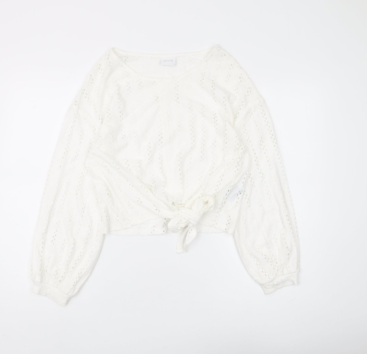 Womens UK Size M VILA White Cropped Blouse