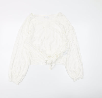 Womens UK Size M VILA White Cropped Blouse