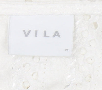 Womens UK Size M VILA White Cropped Blouse