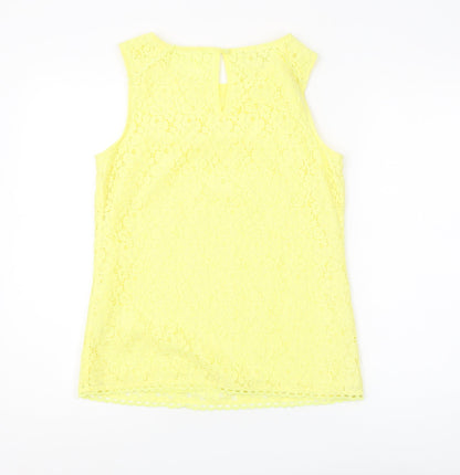Monsoon Women's Yellow Sleeveless Lace Tank Top