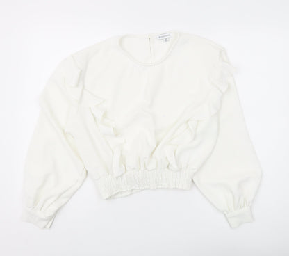 Womens UK Size 12 Warehouse White Ringer Blouse