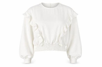 Womens UK Size 12 Warehouse White Ringer Blouse