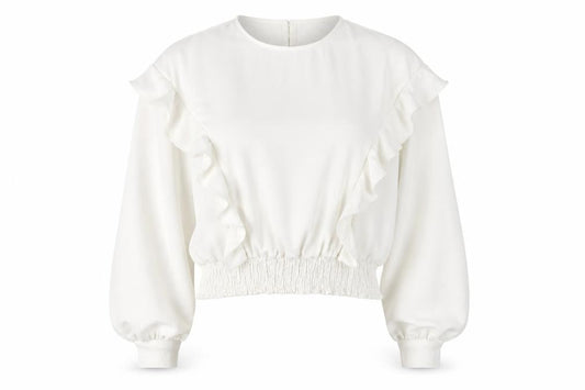 Womens UK Size 12 Warehouse White Ringer Blouse