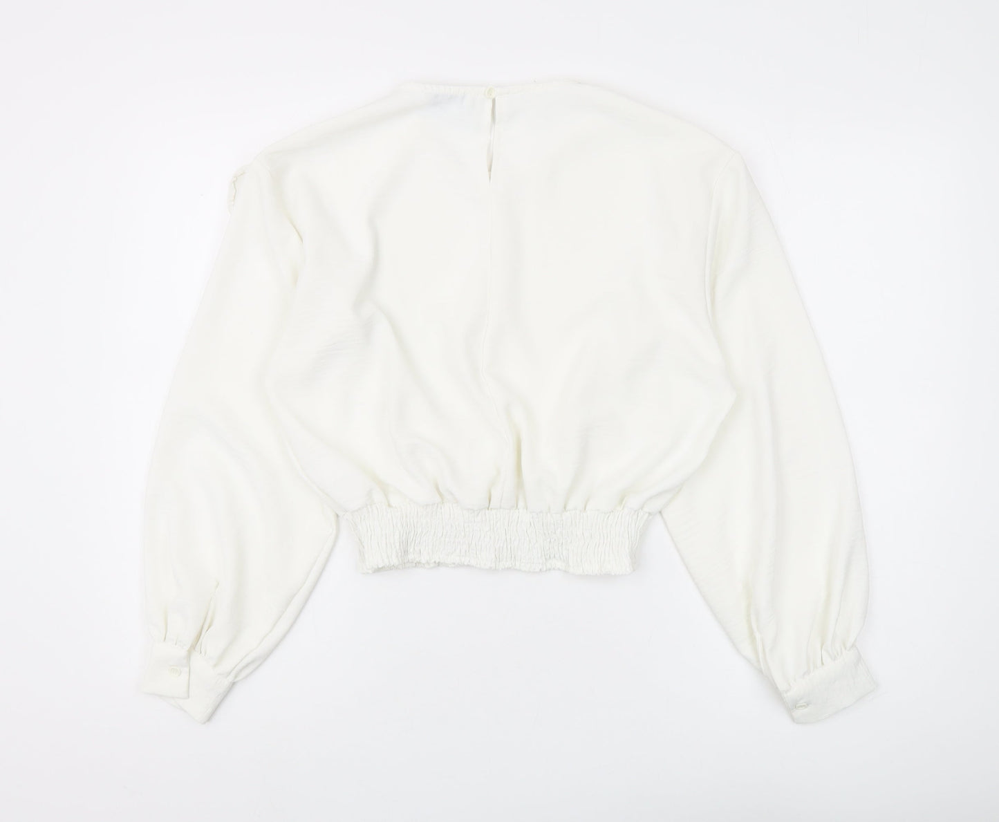 Womens UK Size 12 Warehouse White Ringer Blouse