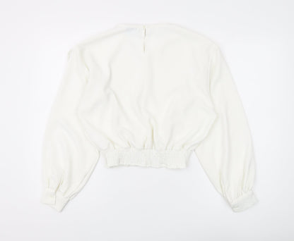 Womens UK Size 12 Warehouse White Ringer Blouse
