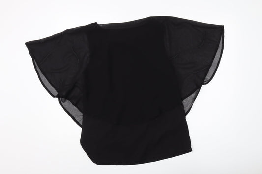 M&Co Women's Black Embroidered Blouse Size 10