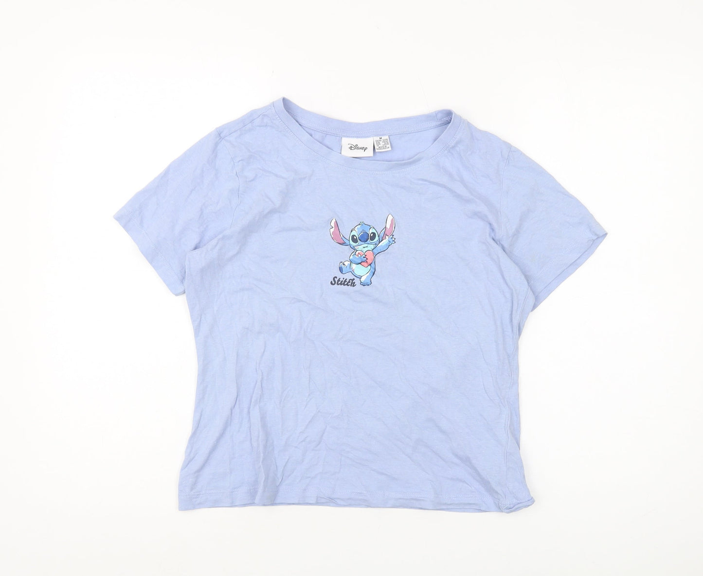 Womens UK Size M Disney Blue Basic T-Shirt