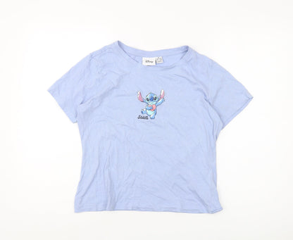 Womens UK Size M Disney Blue Basic T-Shirt