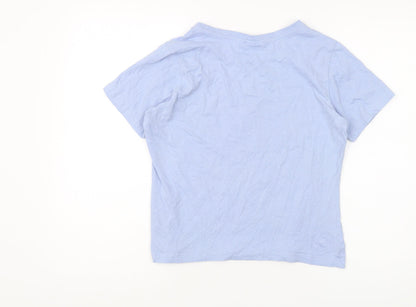 Womens UK Size M Disney Blue Basic T-Shirt