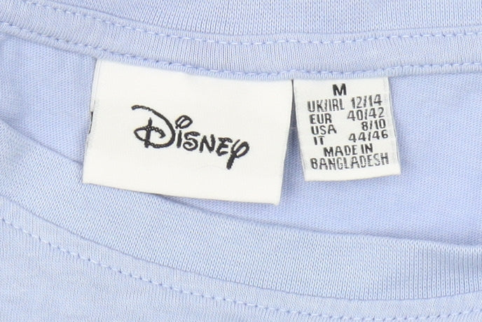 Womens UK Size M Disney Blue Basic T-Shirt