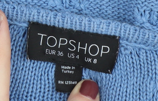 Womens UK Size 8 Topshop Blue Cardigan Jumper