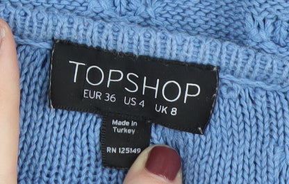 Womens UK Size 8 Topshop Blue Cardigan Jumper