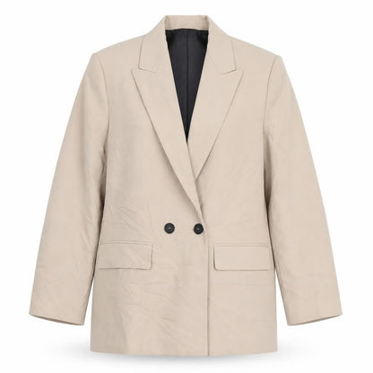 Zara Women's Beige Suit Jacket, Size 8, Double-Breasted