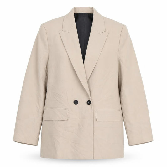 Zara Women's Beige Suit Jacket, Size 8, Double-Breasted