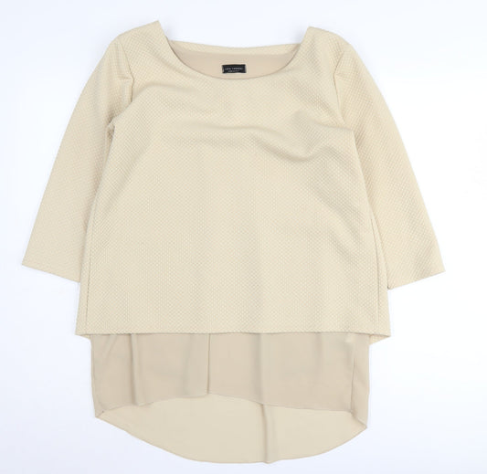 Luca Vanucci Beige Women's Tunic Jumper, M, Scoop Neck