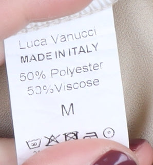 Luca Vanucci Beige Women's Tunic Jumper, M, Scoop Neck