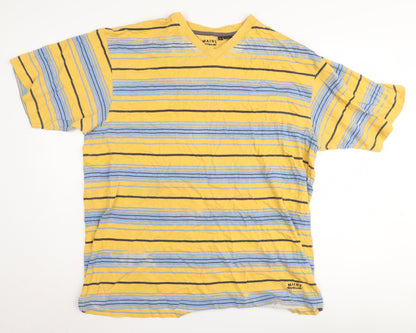Maine New England Men's Yellow Striped T-Shirt L
