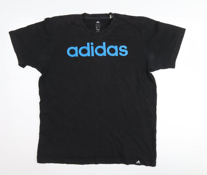 adidas Men's Black Medium Logo Crew Neck T-Shirt