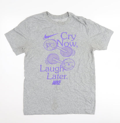 Nike Men's Grey Sports T-Shirt, Size S, Dri-Fit