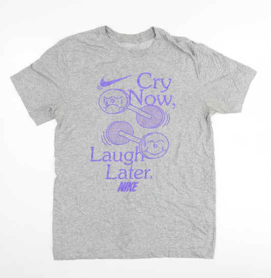 Nike Men's Grey Sports T-Shirt, Size S, Dri-Fit