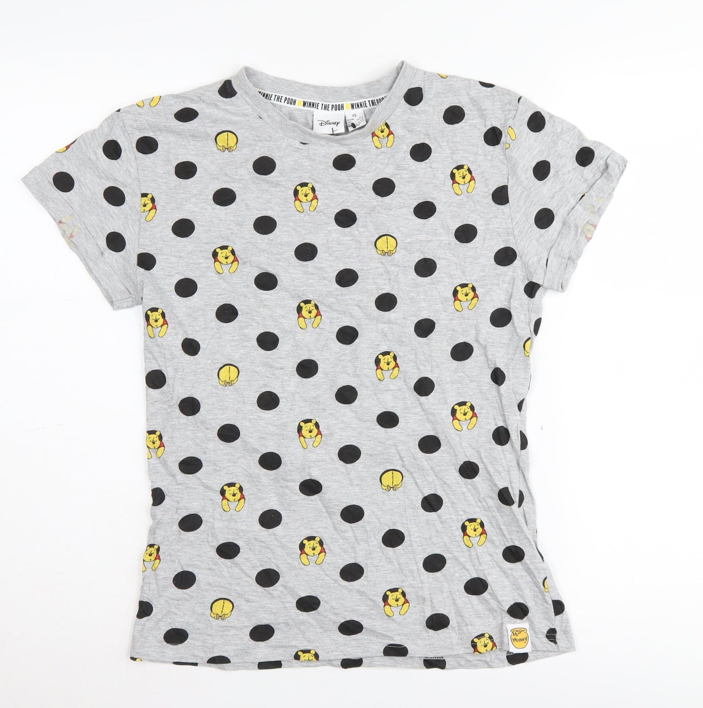 Womens UK Size XS Disney Grey Basic T-Shirt