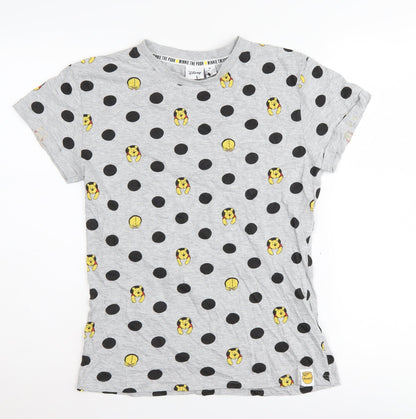 Womens UK Size XS Disney Grey Basic T-Shirt