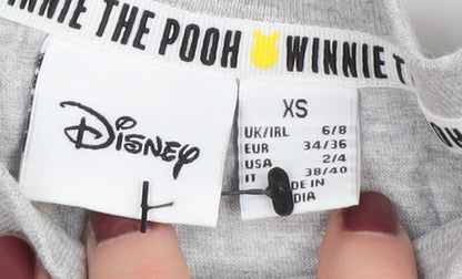 Womens UK Size XS Disney Grey Basic T-Shirt