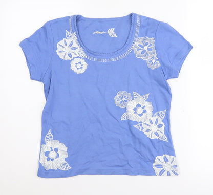 Womens UK Size 10 DASH Blue Basic T-Shirt