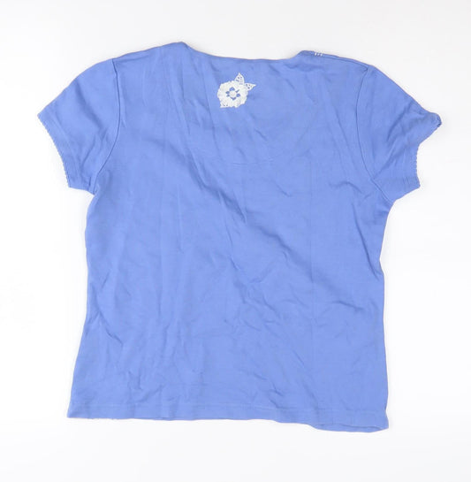 Womens UK Size 10 DASH Blue Basic T-Shirt