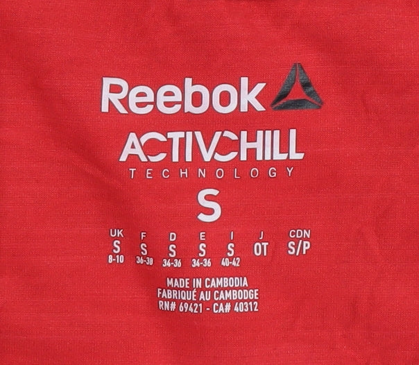 Reebok Women's Red V-Neck T-Shirt, Size S, Gym Wear