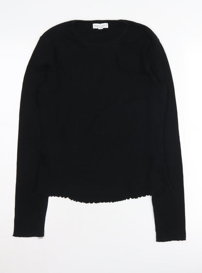 Womens UK Size 12 Warehouse Black Basic T-Shirt